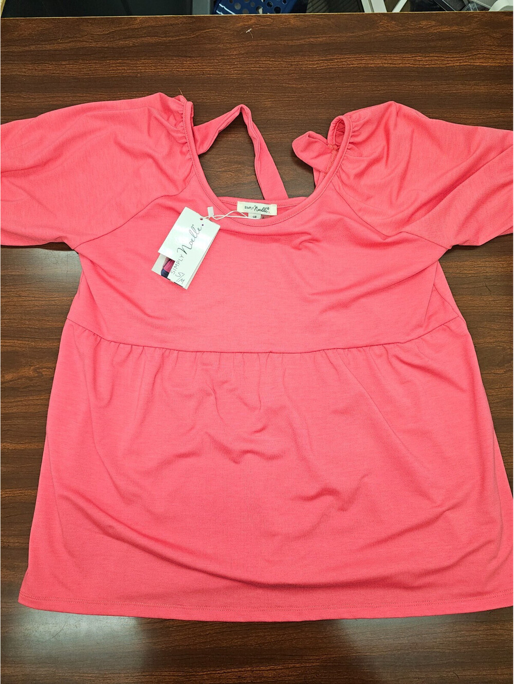 NWT Simply Noelle Pink Women's Top with Bow Back SZ S/M Coquette Romantic Glam